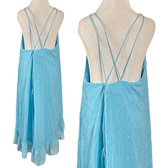Lauren Ralph Lauren Embroidered Sleeveless Shift Dress Aquamarine Plus Size 18 - Picture 7 of 9